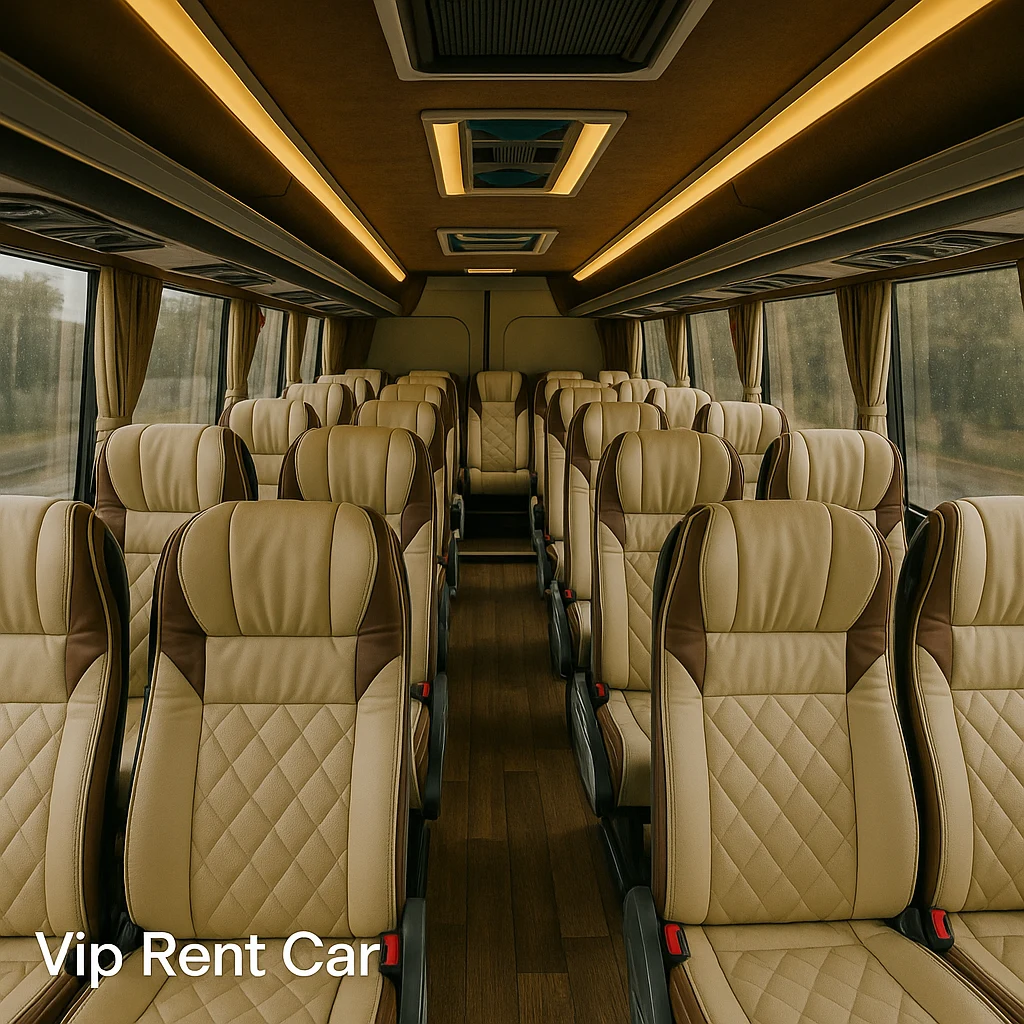 اجاره و رنت اتوبوس VIP – نمای داخلی لوکس برای کرایه اتوبوس در کرج