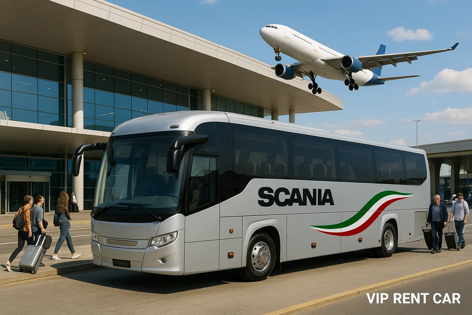 ترنسفر فرودگاهی با اتوبوس اسکانیا در وی آی پی رنت