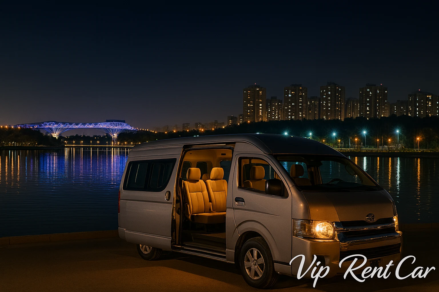 تویوتا هایس کنار دریاچه چیتگر تهران