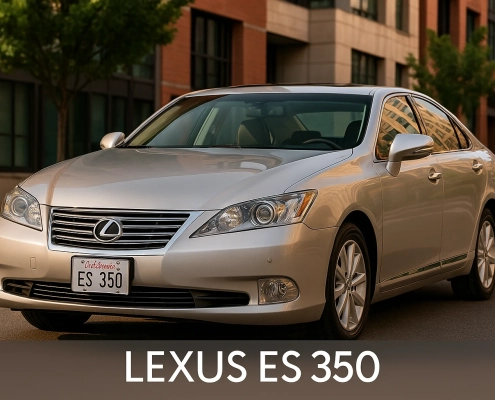 لکسوس ES350 مدل 2011 مشکی متالیک در جاده جنگلی با طراحی اسپرت و چراغ‌های باریک