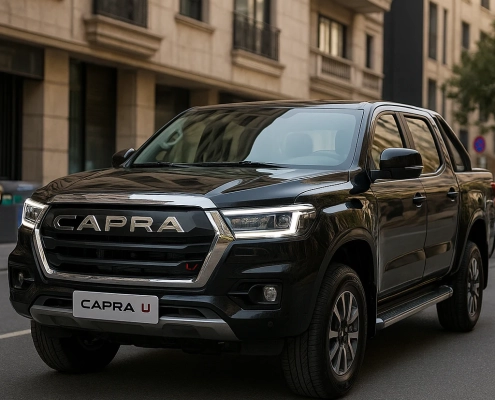 پیکاپ کاپرا U مشکی متالیک با طراحی مدرن در خیابان شهری