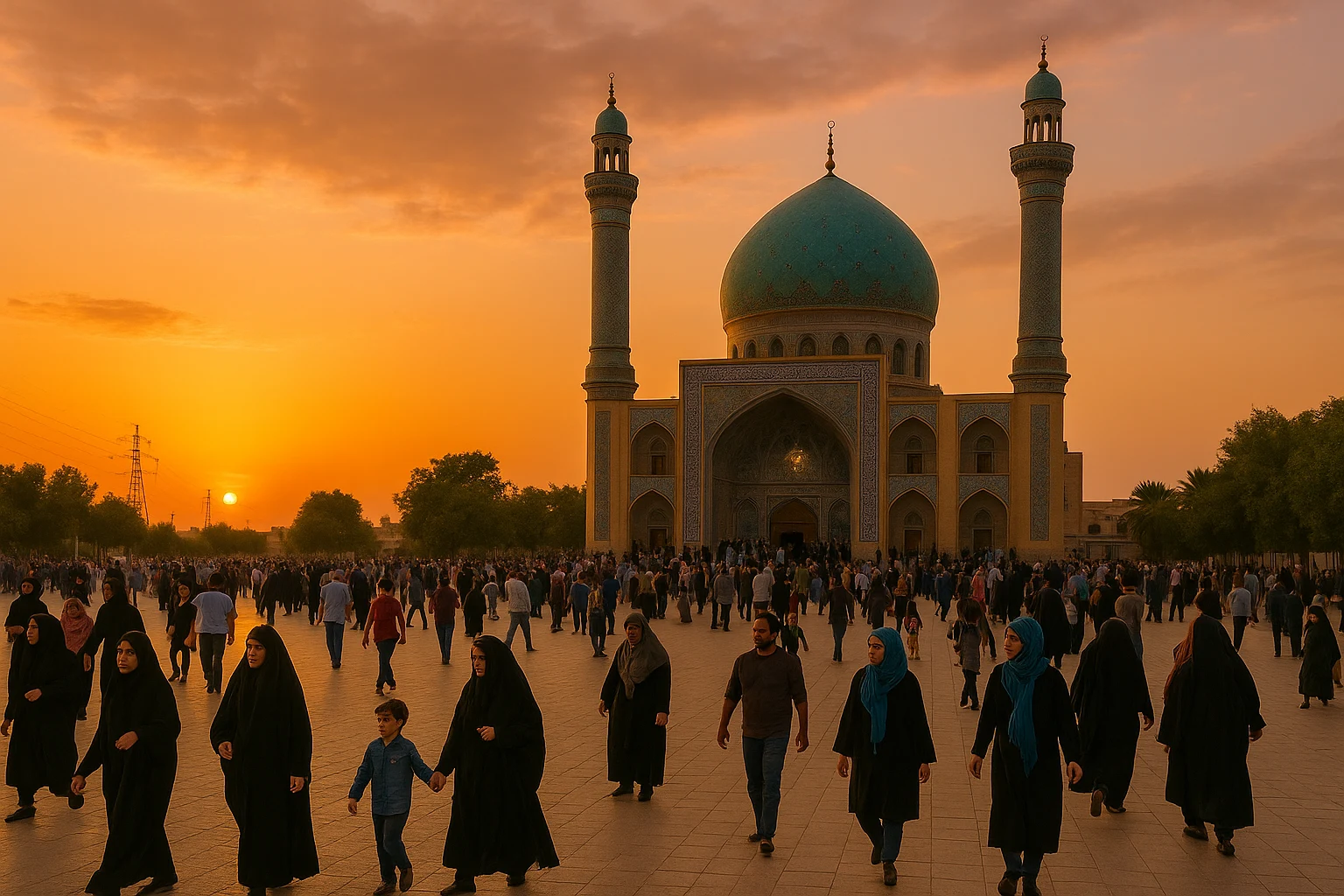 «غروب مسجد امام خرمشهر و حضور زائران . وی‌آی‌پی رنت کار»